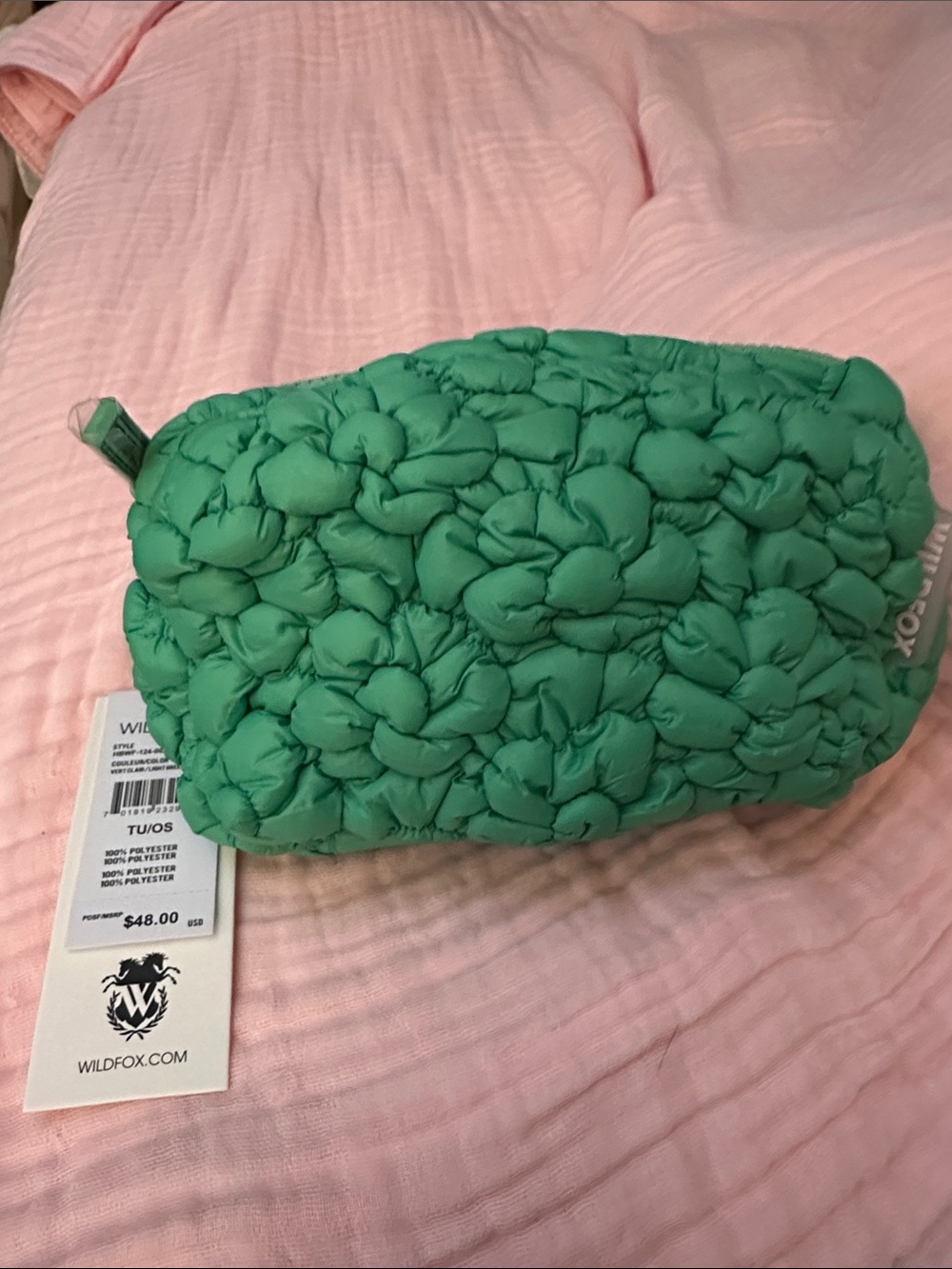 Wildfox Teal Green Quilted Knot Crossbody Waist Bag Pouch NWT